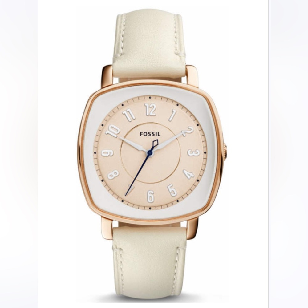 Woman’s Fossil “Idealist” Rose Gold and Cream watch with 2 straps included
